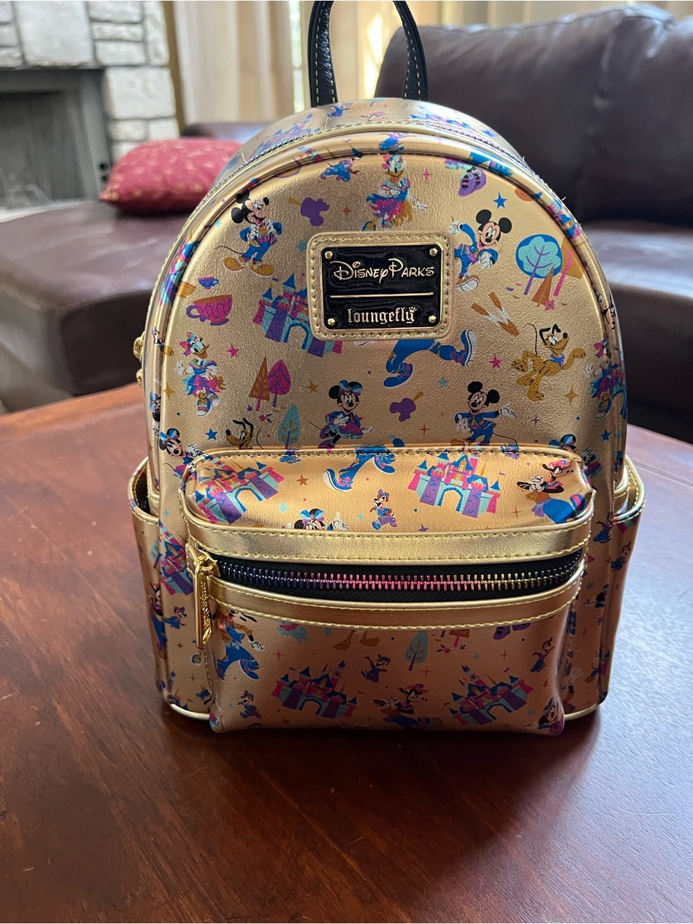 Disney Parks Loungefly Disneyland 70th Anniversary Gold Mini Backpack
